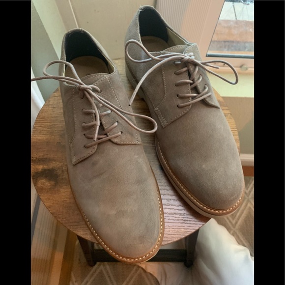 Banana Republic Genuine Leather/Suede Gray/Taupe dress shoes Banana Republic Gray Suede Leather Oxford Derby Dress Shoes  main image 3